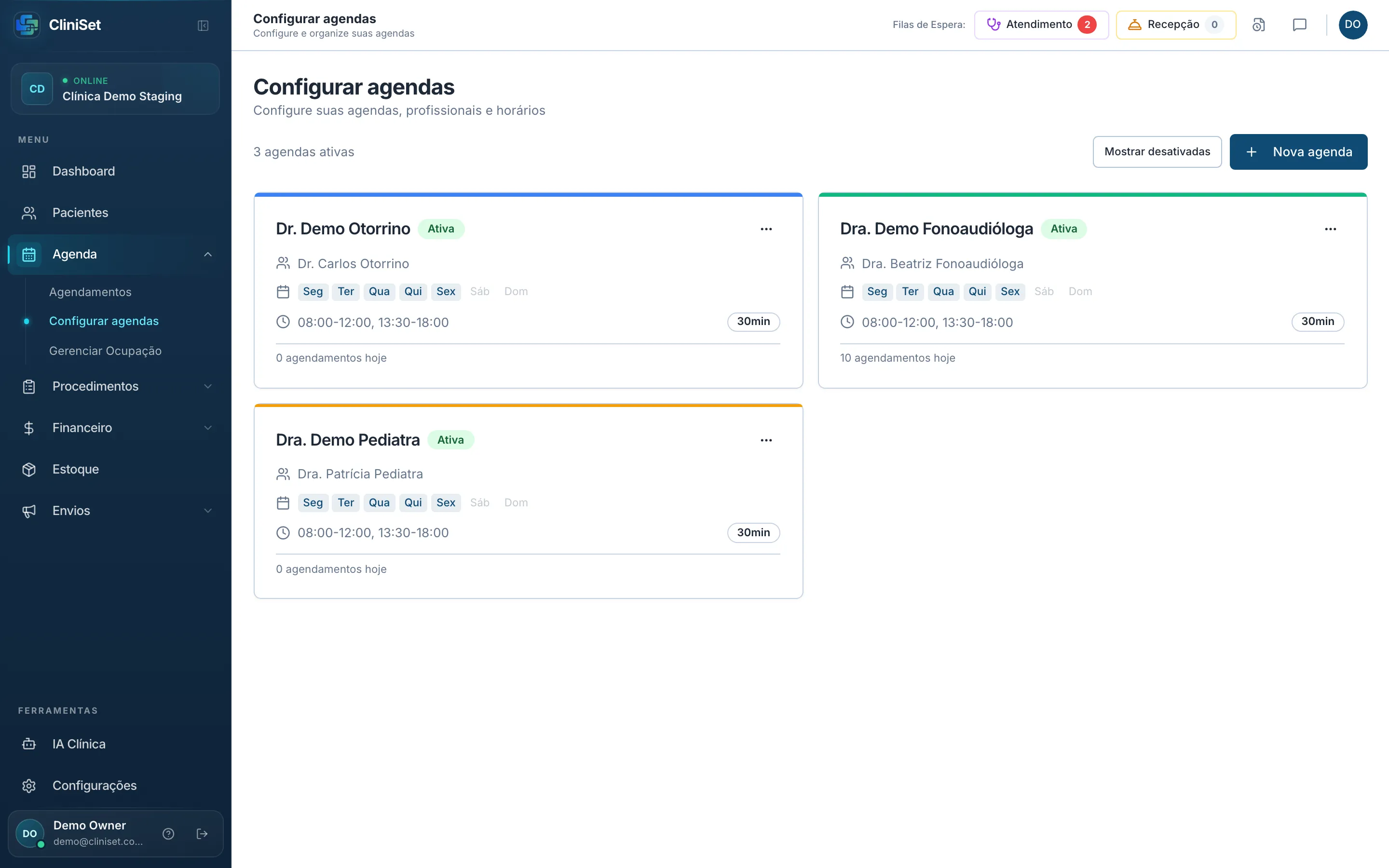Configurar agendas